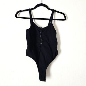 Black Button-Down Bodysuit